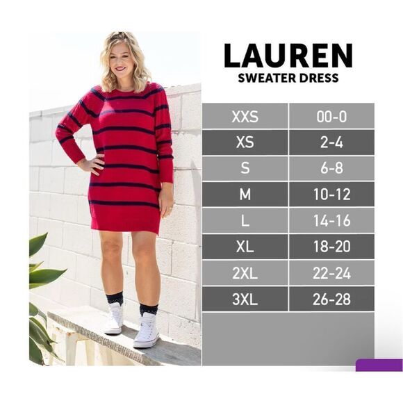 LuLaRoe Lauren Faux Cashmere Sweater Dress Size M Cable Knit Peach Black Soft - Picture 11 of 11